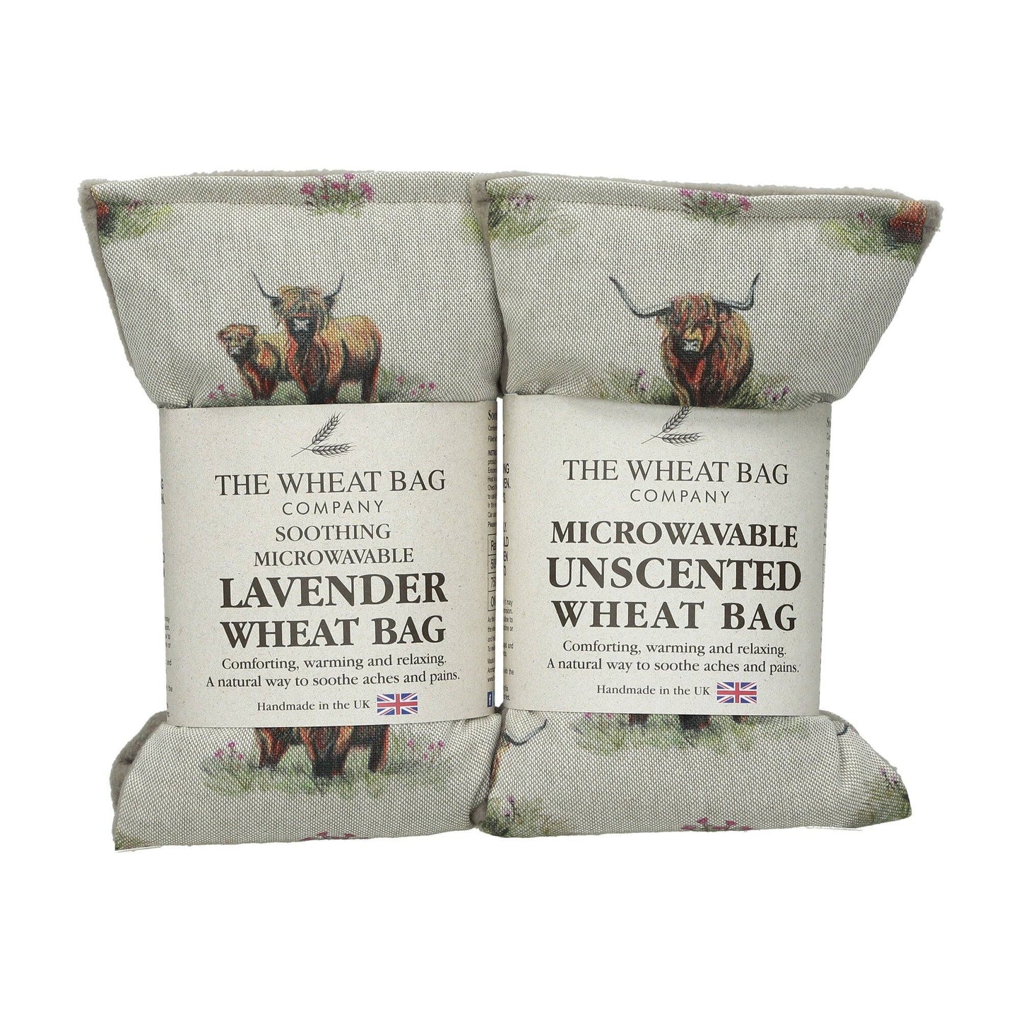 Highland Cattle - Duo Fabric Wheat Bag: Lavender