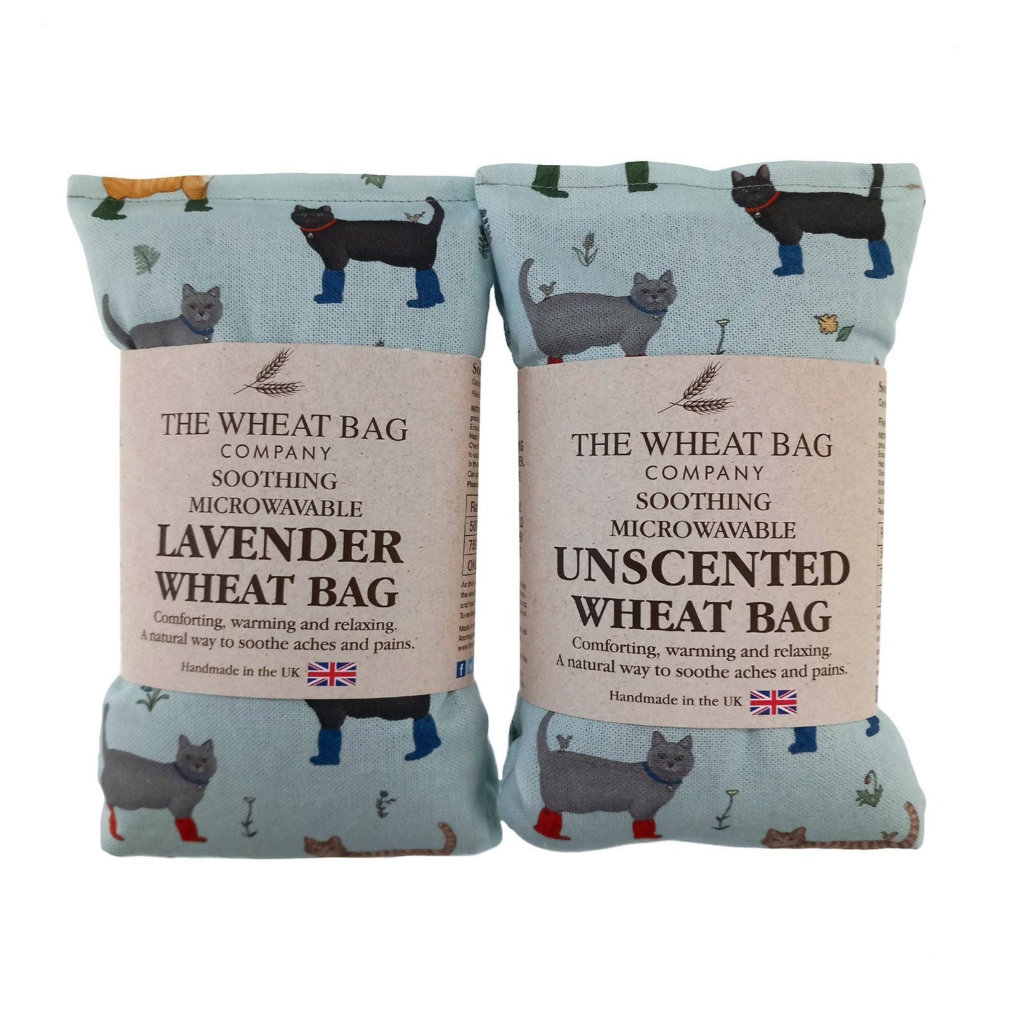 Wellie Boot Cats Cotton Wheat Bag: Lavender