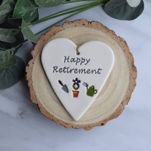 Gifts - Happy Retirement - Handmade ceramic heart