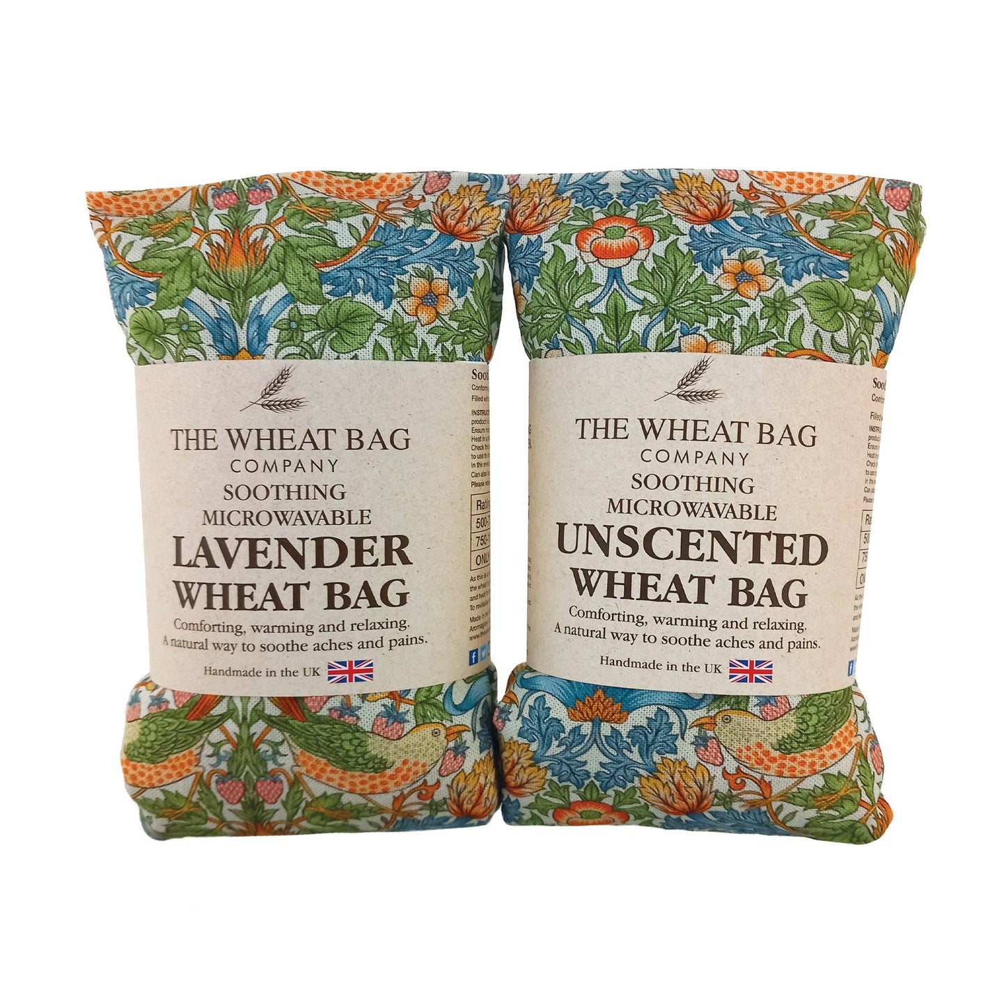 William Morris Strawberry Thief Sky Cotton Wheat Bag: Lavender
