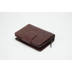 Brown Leather Zip Round Purse (RFID) - 603124