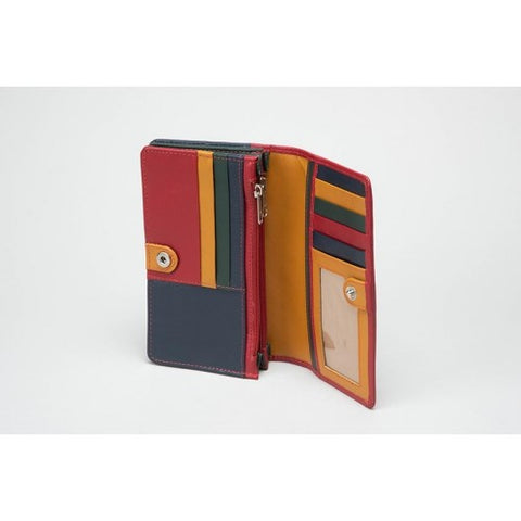 Multi Coloured Leather Multi Compartment Purse (RFID) - 603684