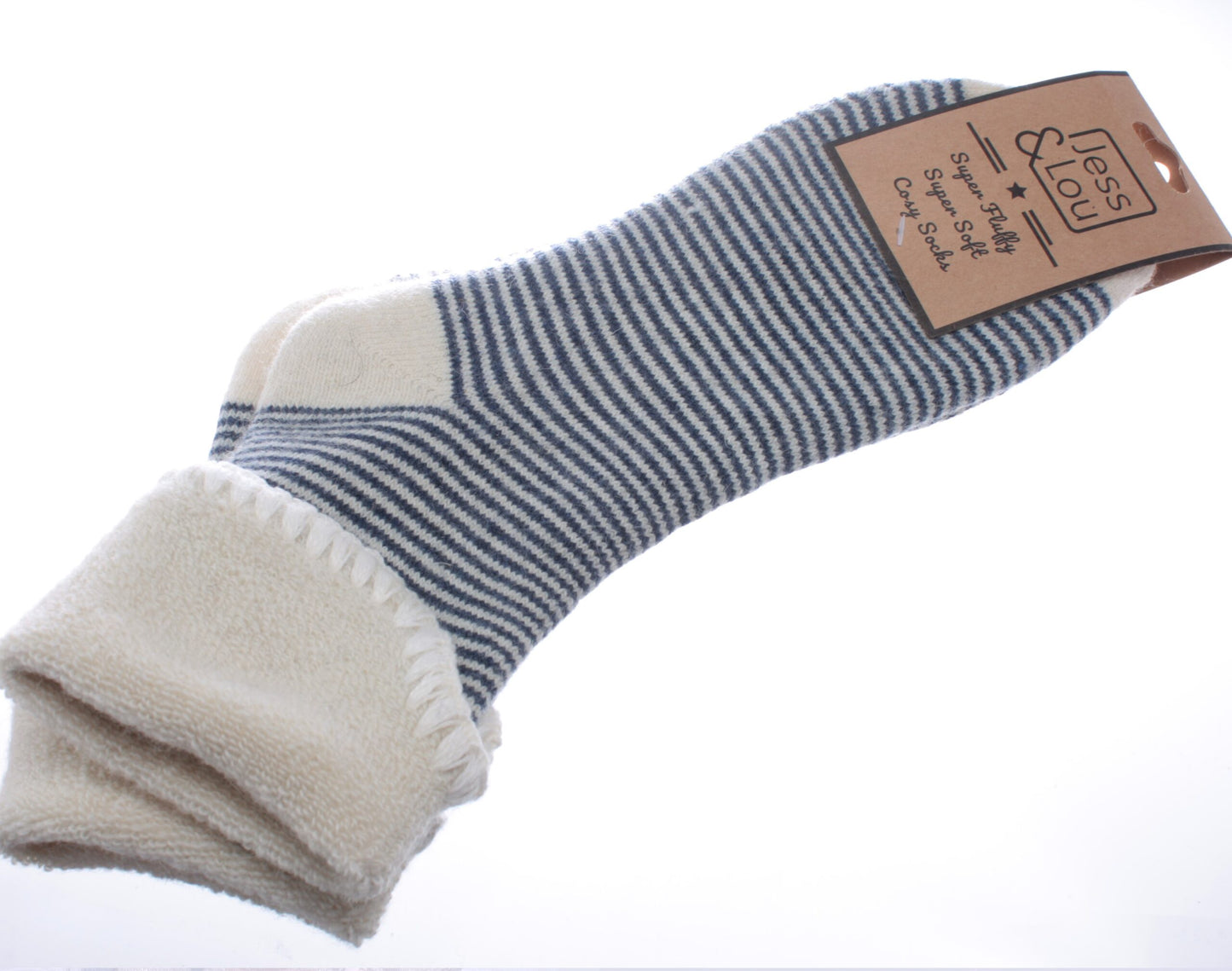 Cosy Toes White with Blue Stripe
