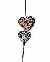 Long Cascading Battered Small Heart Silver & Rose Gold Necklace