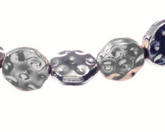 Bracelet - Battered Silver Discs on Stretch Bracelet