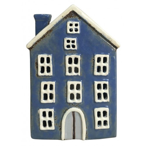 Ceramic Tealight Blue Town House
