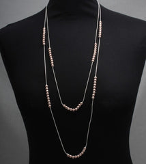 Long Double Fine Snake Chain Silver Necklace