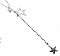 Long Silver Cascading Stars & Hearts Necklace