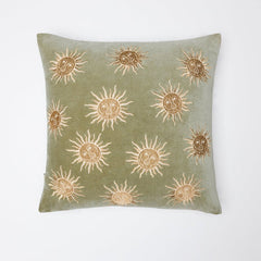 Elizabeth Scarlett 100% Cotton Velvet Cushion - Olive Sun Goddess