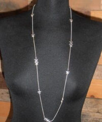 Long Delicate Cascading Silver Stars Necklace