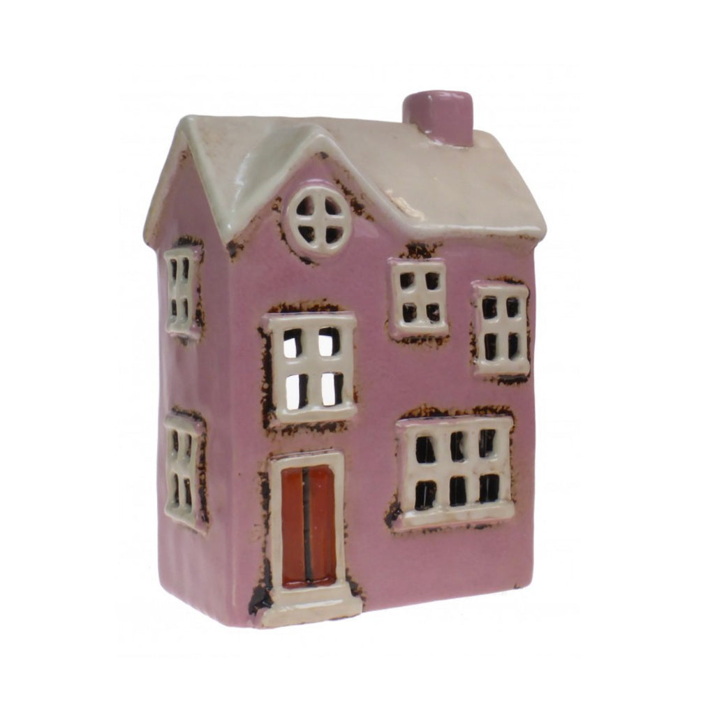 Ceramic Tealight Pink House 57234