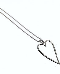 Long Silver Hollow Heart Necklace