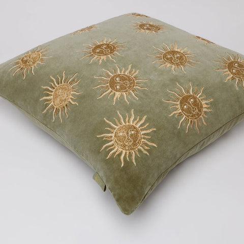 Elizabeth Scarlett 100% Cotton Velvet Cushion - Olive Sun Goddess