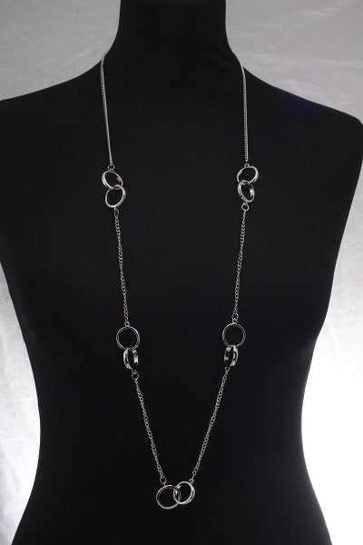 Long Cascading Metal Knots Necklace