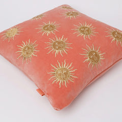 Elizabeth Scarlett 100% Cotton Velvet Cushion - Coral Sun Goddess
