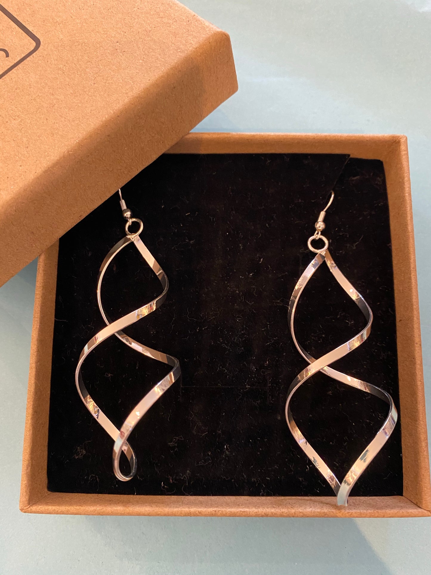 Earrings - Long Drop Swirl Earring Silver