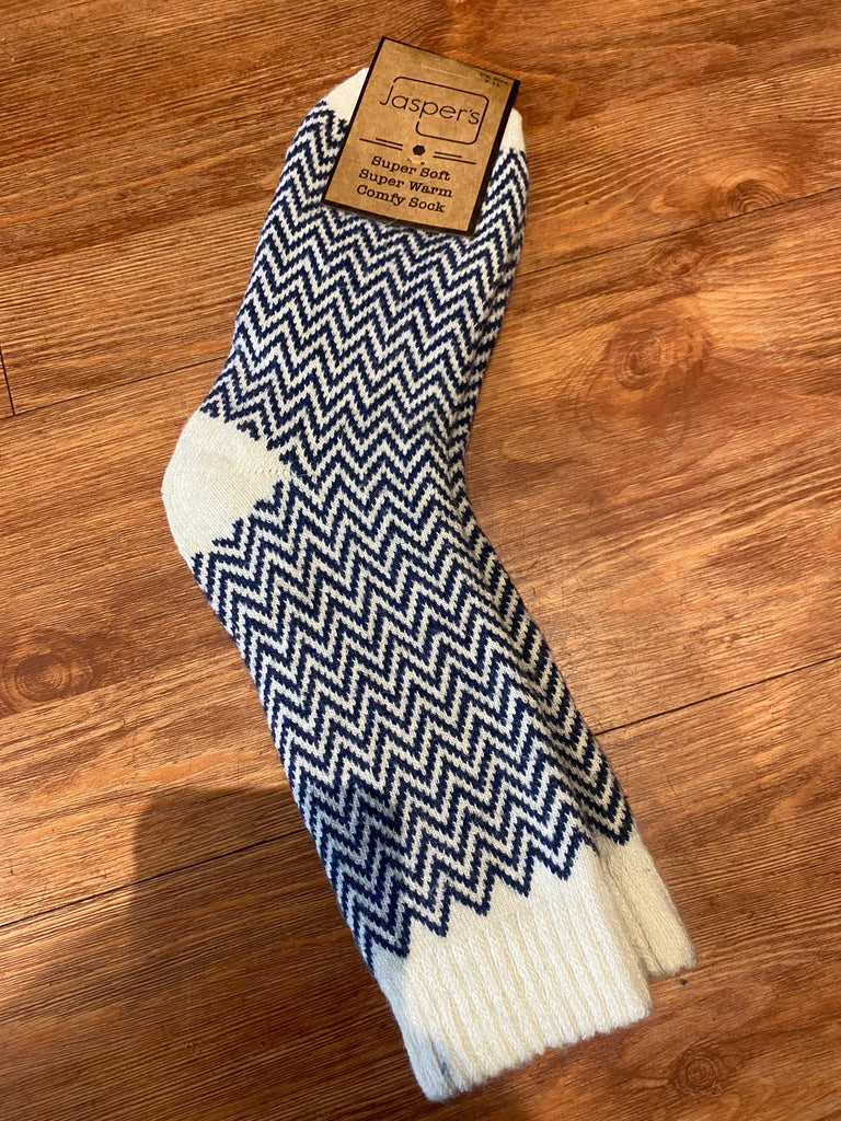 Jasper’s Comfy Socks 7-11 Blue Herringbone