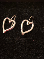 Silver plate heart earrings with hook fasteners. Beautiful Valentine gift