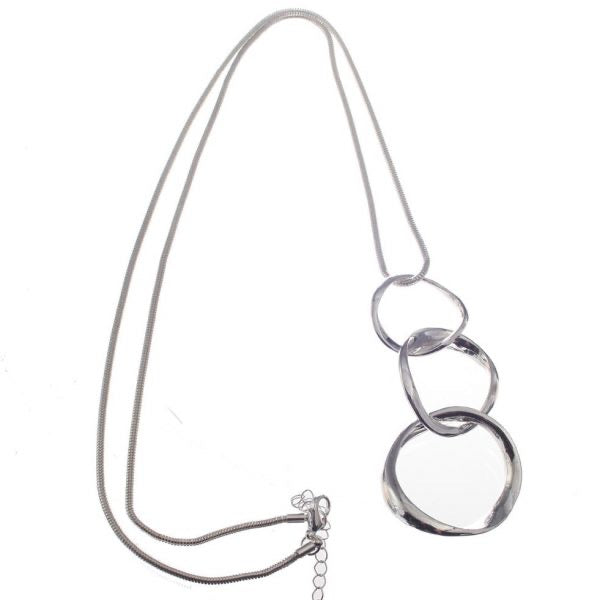 Long Triple Hoop Silver Necklace