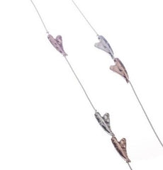Long Cascading Battered Heart Silver & Rose Gold Necklace