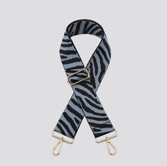 Crossbody Strap Blue & Black Zebra Print