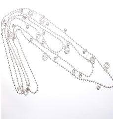 Long Triple Beaded Chain Necklace