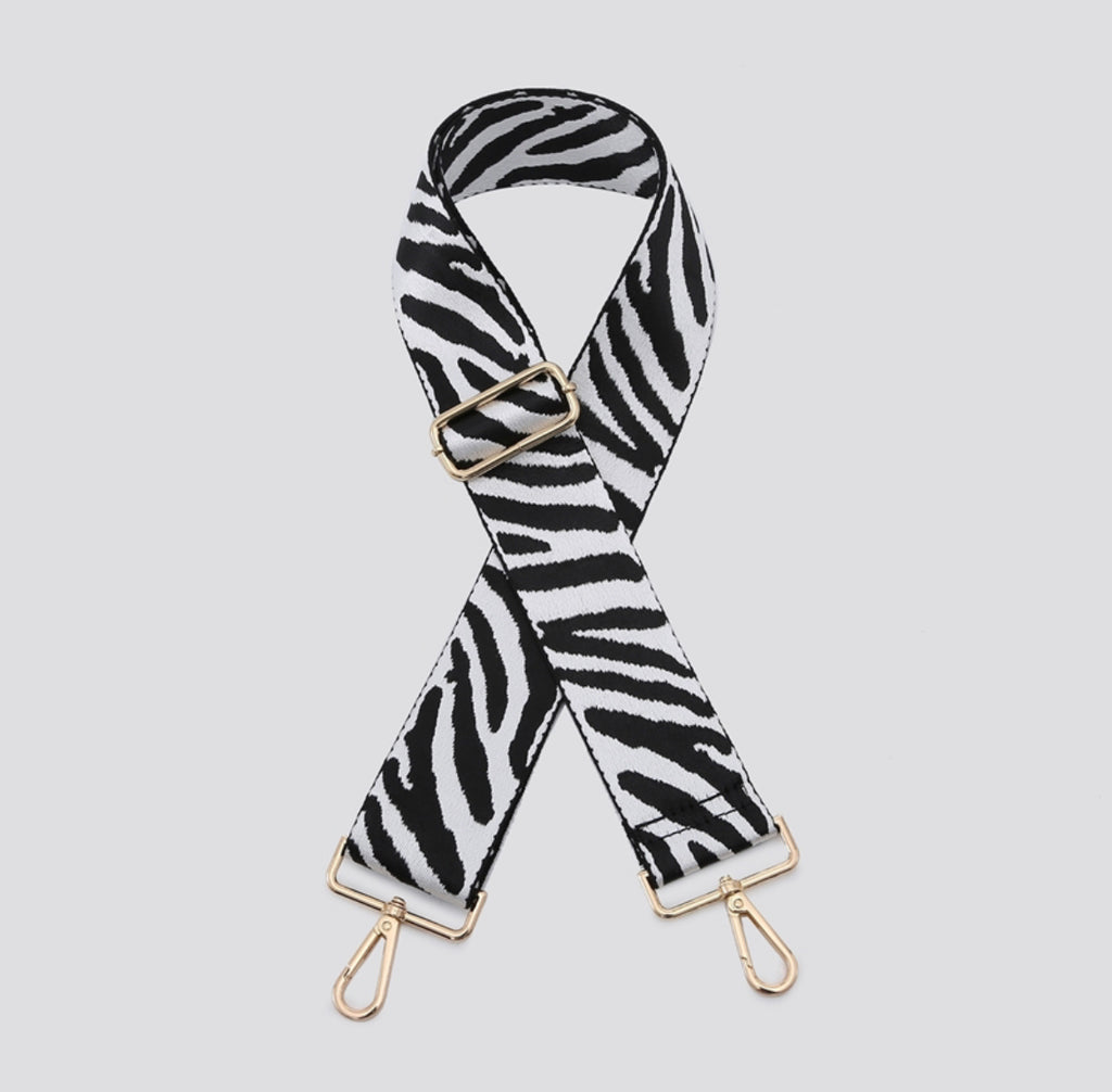 Crossbody Strap White & Black Zebra Print