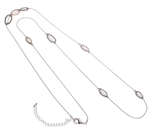 Long Cascading Silver & Rose Gold Necklace