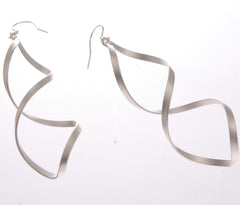 Earrings - Long Drop Swirl Earring Silver
