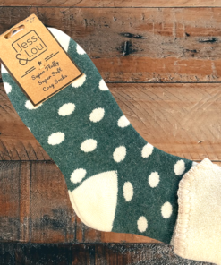 Cosy Toes Green with Large White Dots